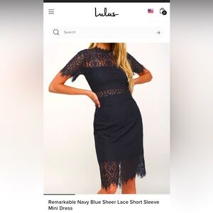 Lulus Remarkable mini lace dress, NAVY size Small